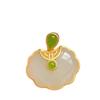 Vintage Style Faux Hetian Jade Longevity Lock Pendant Necklace for Women Brass Antique Gold Plated Jewelry