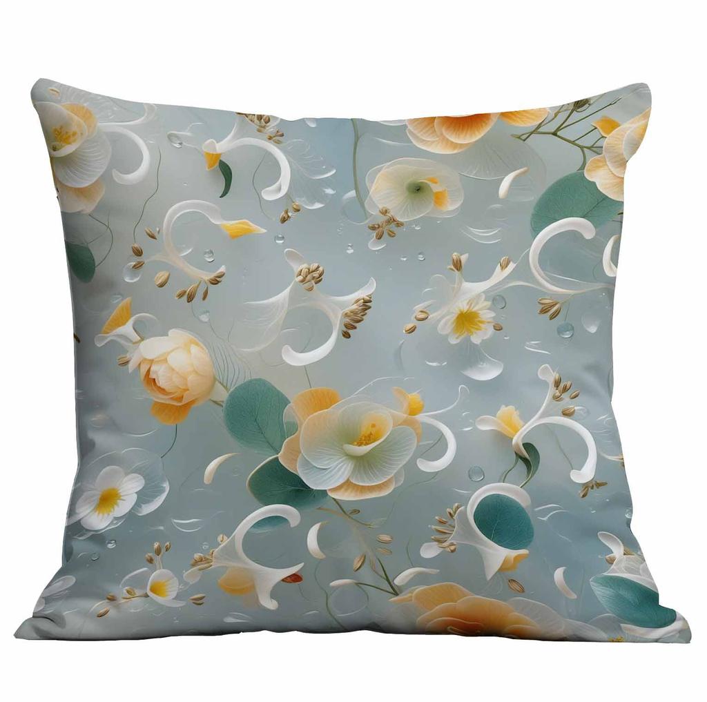 Spring and Summer 3D Floral Print Pillowcase Home Sofa Cushion Pillowcase