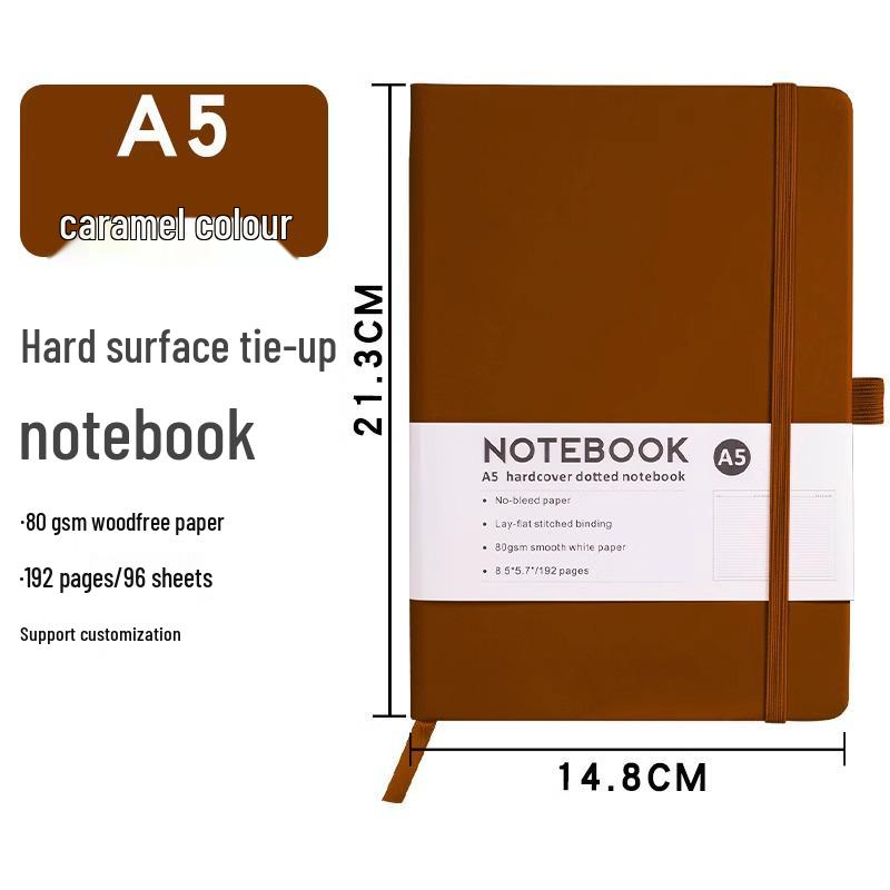 Customizable A5 Leather Strap Notebook with Printable Logo - Simple Business Design