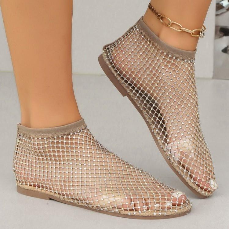 

Summer fishing net hollow hot diamond sexy sandals 43 золотий