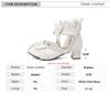 Fashion Spring Summer Women High Heels Mary Jane Pumps Party Wedding White Pink Black String Bead Bow Princess Cosplay Lolita Shoes