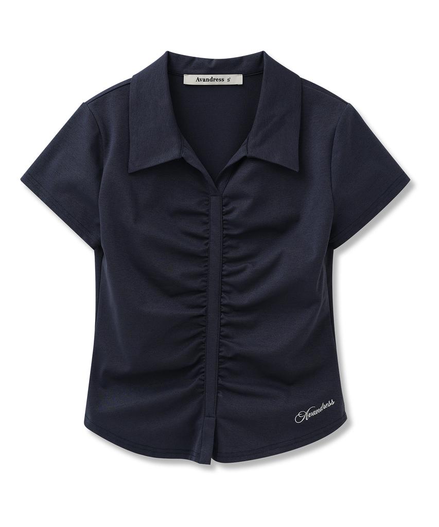 AVANDRESS Bellin Sorona Collar Shirring Tee_3 Colors