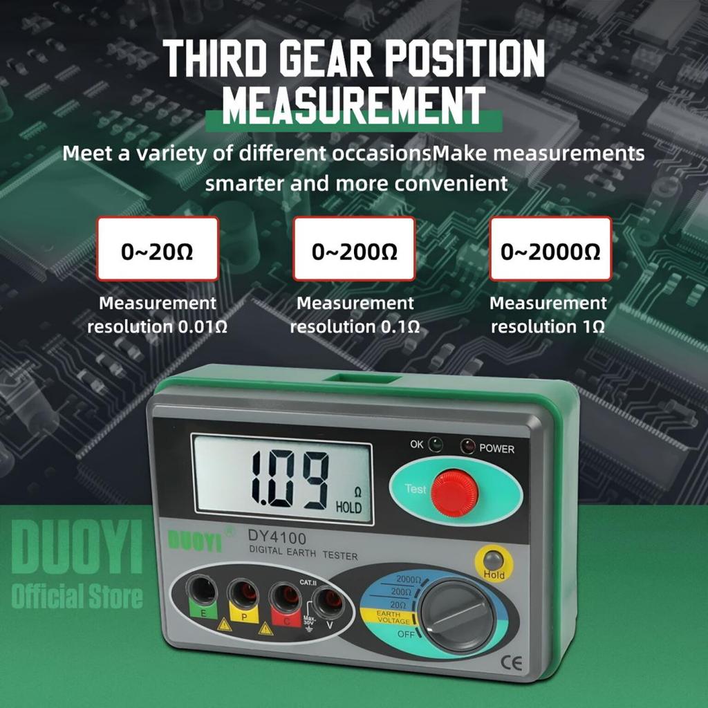 DY4100 Digital Meg-ohmmeter Meters Earth Resistance Meters Tester Cable High Voltage Meter Ground Resistance Insulation