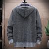 Men Winter Thickened Plush Lining Sweater Coat Hooded Drawstring Long Sleeve Pockets Zipper