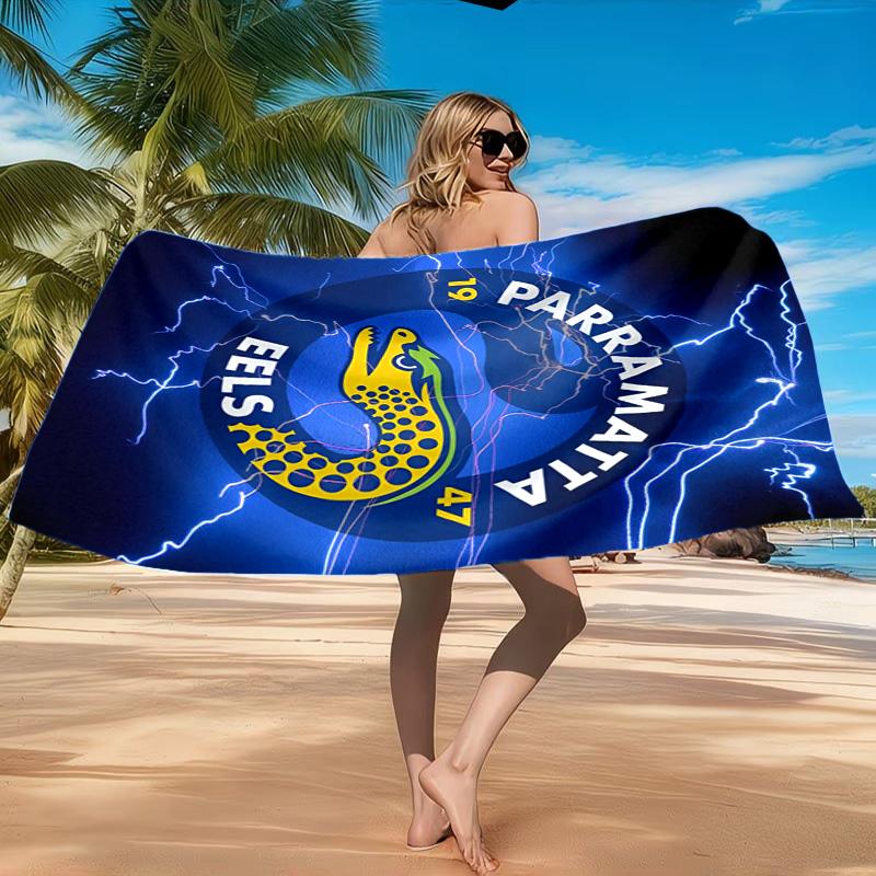 Parramatta Eels Team Crest Beach Towel, Quick-drying, Easy To Care For, Suitable for Both Fitness and Beach Vacations,Sports Essential
