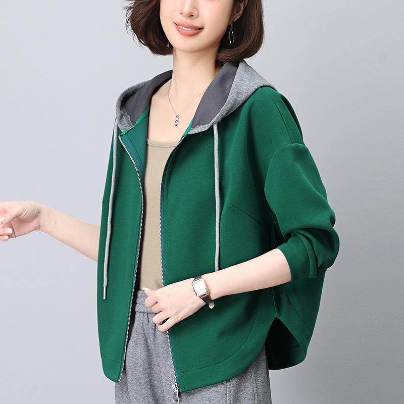 Women's Casual Hooded Sweatshirt - Early Autumn Cardigan for Moms, Petite & Plus Size, Loose Spring Jacket Top