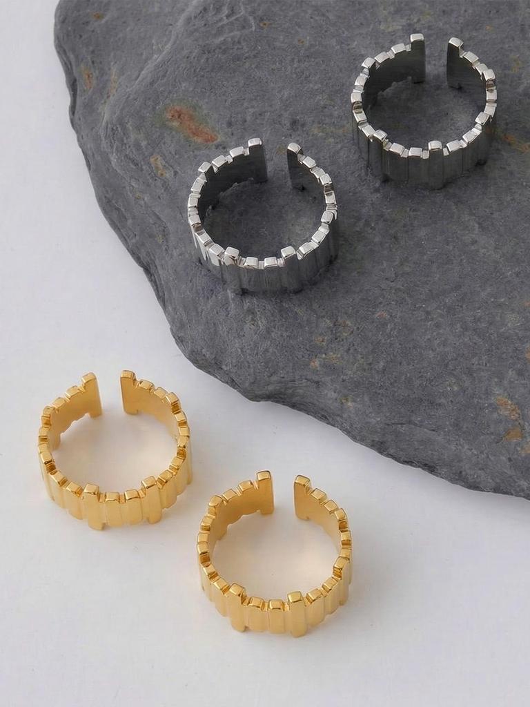 Anello aperto geometrico irregolare placcato oro 18 carati – Acciaio inossidabile