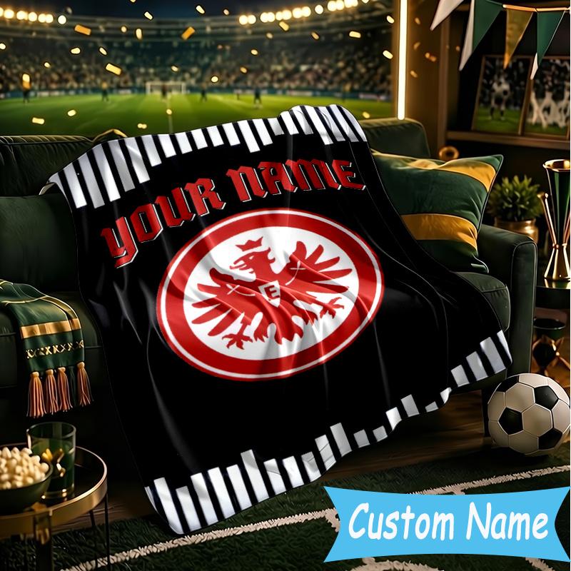 Individuelle Personalisierte Decke Frankfurt Fußball Weiche Wohndecke, Geeignet für Familie und Freunde, Sofadecke, Heimdekoration Weihnachtsgeschenk