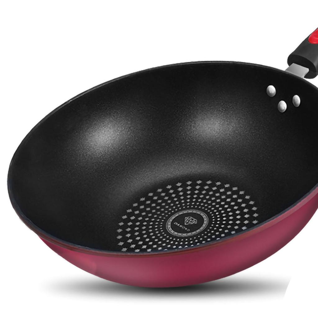 Frying Pan Flat Bottom Cooking Wok Cast Iron Kitchen Ware with Handle for Soup Stew 32cm / 12.6in