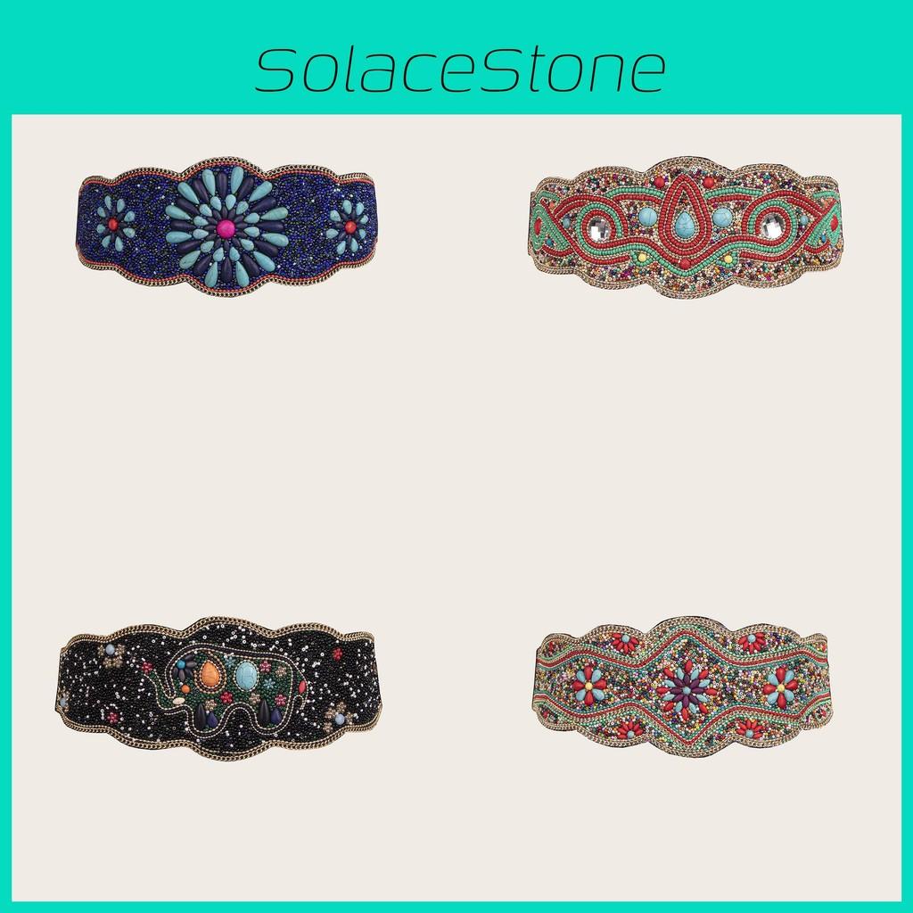 Wide Womens Ethnicinspired Waist Belt With Plastic Turquoise And Rhinestone Embellishments For Fashion Seasonal