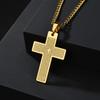 Classic Stainless Steel Bible Cross Necklace Pendant Men Hip Hop Jewelry Fashion Gold Color Long Chain Necklace