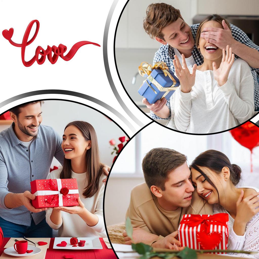 3D Printed Red 'LOVE' Letters Table Ornaments for Valentine's Day Wedding Proposal Decor Happy 2026 Atmosphere Love Gift