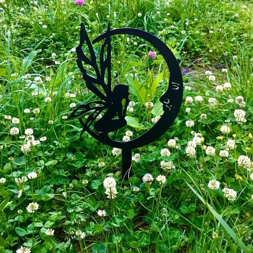 Flower Fairy Elf Garden Decoration – Metal Fairy Art Ground Insert, Elegant Lawn & Courtyard Décor for Garden Parties