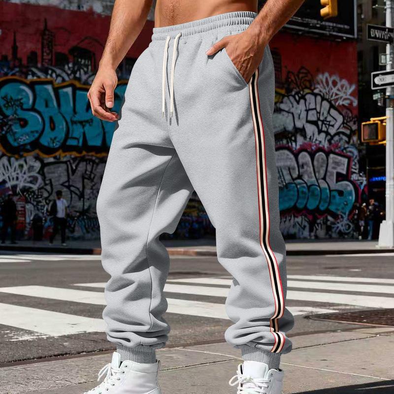Pantalons de jogging pour hommes à rayures latérales, taille élastique avec cordon de serrage, pantalons décontractés et athlétiques avec poches