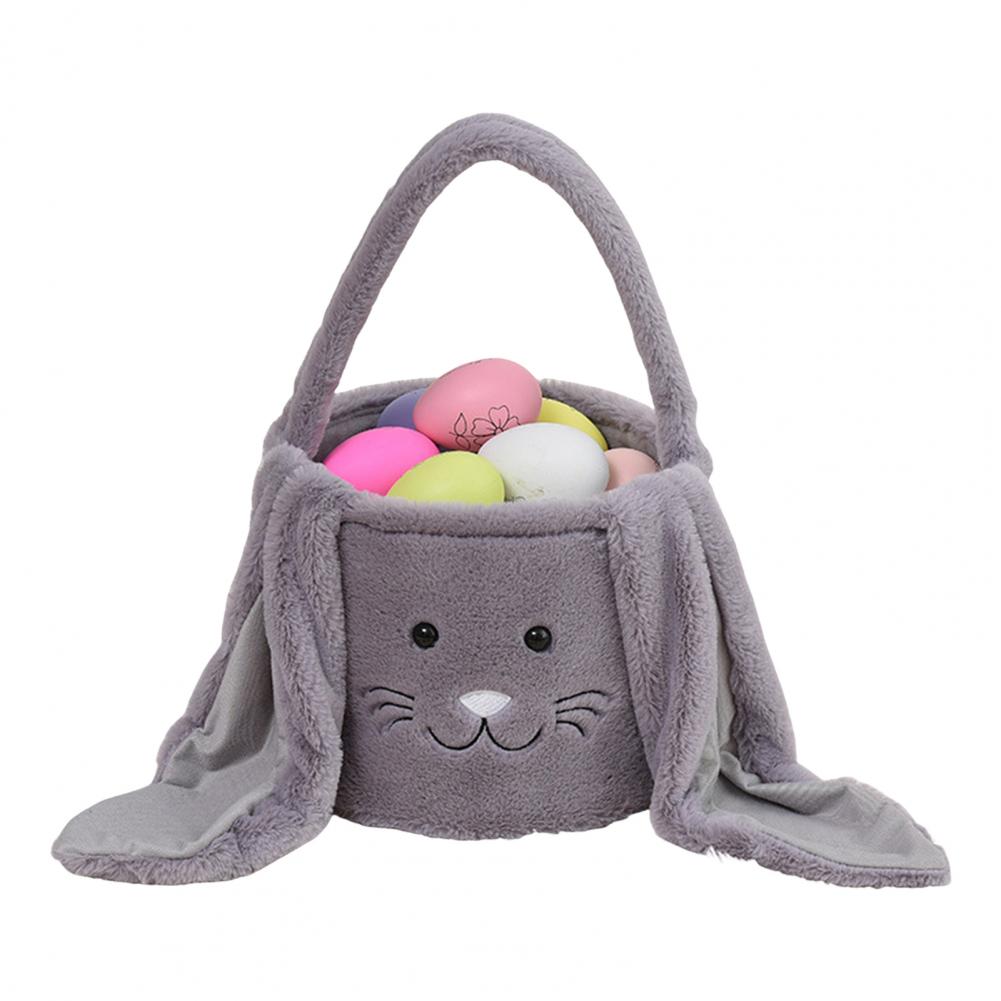 Koszyk z Zajączkiem Wielkanocnym Sezonowy Mały Futrzany Elegancki Zajączek do Eksponowania z Puszystym Uchem Twarz Zajączka Wielkanocnego Wiaderko Prezent dla Dzieci Torba na Smakołyki