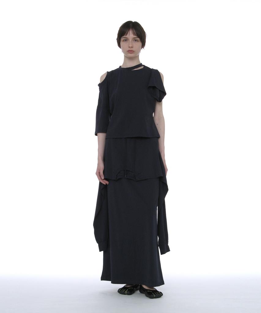 Partimento Woman Deconstructed Tee Maxi Skirt_Navy