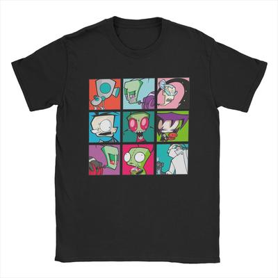 Lustiges Invader Zim Figuren T-Shirt für Herren Rundhals Reines Baumwoll-T-Shirt Kurzarm-Tees Erwachsenen-Oberteile