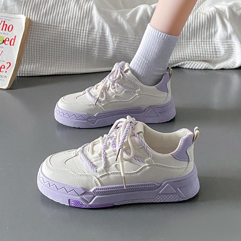 Flat white shoes women's spring and autumn 2025 new student platform Internet celebrity casual shoes ins tide color matching board shoes