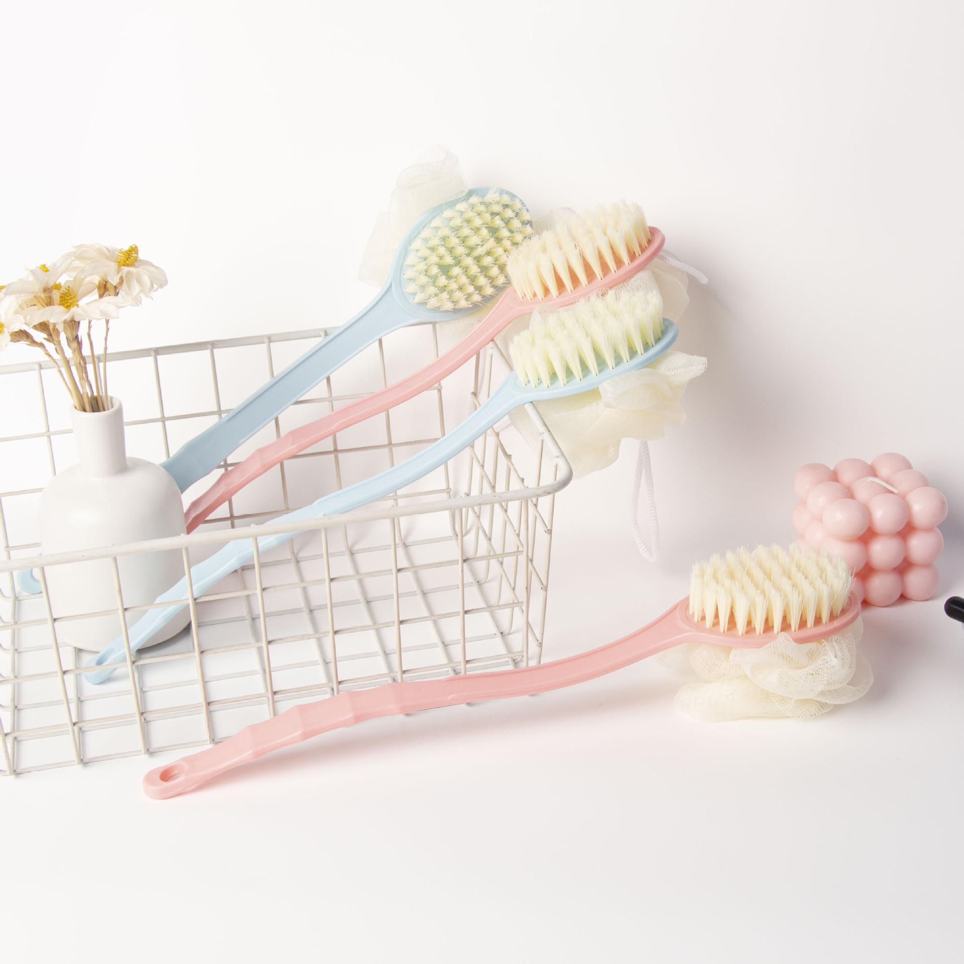 Double-Sided Long-Handled Soft Bristle Bath Brush – Two-in-One Back Scrubber for Comfortable Independent Bathing