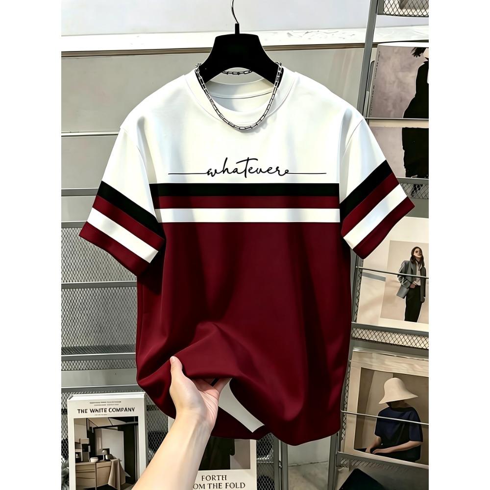 Hot Selling New Men's Summer Striped Letter Printed Micro Elastic