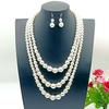 Popular destaque francês novo conjunto de colar e brincos de pérolas de três camadas mix and match colar de temperamento