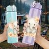 1PC Soft Floral Baby Elephant 750ml Color Plastic Sports Water Bottle Leakproof Flip Straw Lid Suitable for Sports Office Home Use