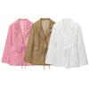 ZA Womens Commuter Blazer With Tie Detail Solid Color Elegant Office Jacket