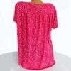 Plus Size Women Summer Casual Loose V Neck Printed Short Sleeve T Shirt Top
