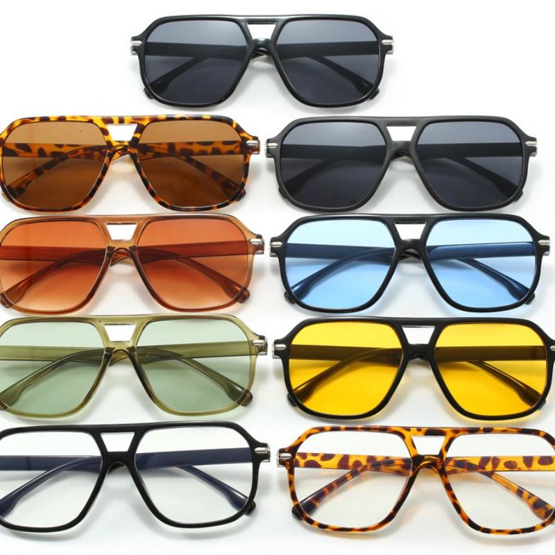 Módní čtvercové sluneční brýle s dvojitým paprskem a nýty Dámské Luxusní značka Designérské Retro obdélníkové sluneční brýle Vintage brýle Stínidlo Dámské