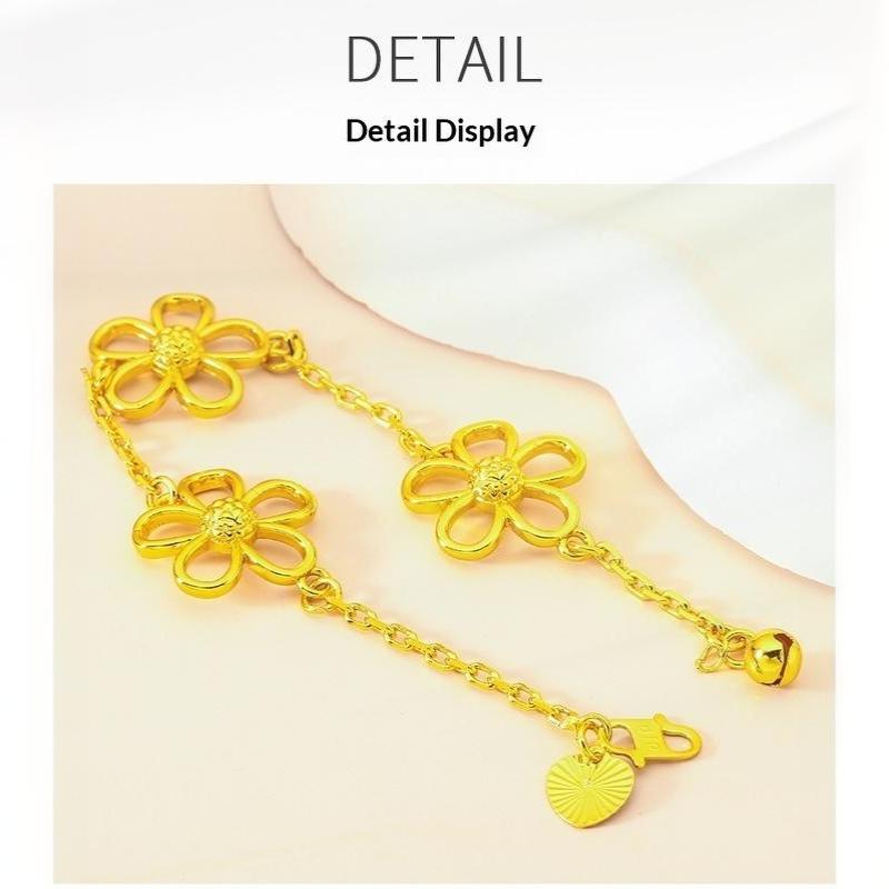 Trendy Flower Link Bracelet For Women Gold Plated Lucky Flowers Bracelet Jewelry Women Elegant Jewelry Gift