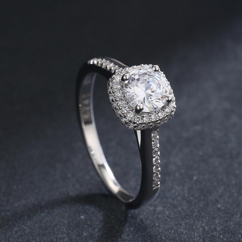 Modian 925 Sterling Silver Round Clear Cubic Zirconia Engagement Rings For Women Wedding Promise Statement Jewelry Gift