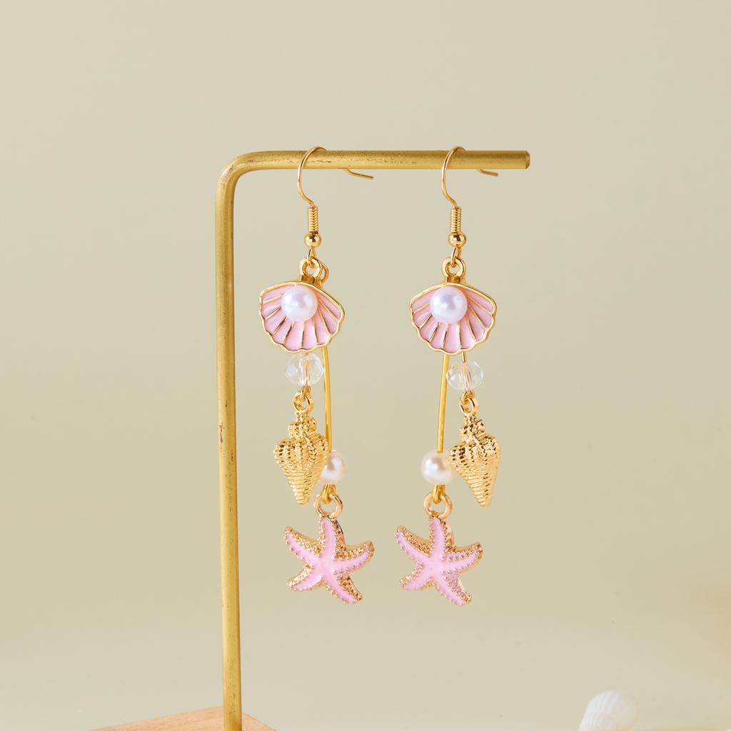 Bohemian Ocean Style Long Earrings for Women Exquisite Handmade Shell Conch Starfish Pendant Earring Summer Beach Party Jewelry