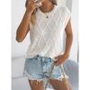 Summer solid color twist bat sleeve casual loose sweater diamond plaid sleeveless top