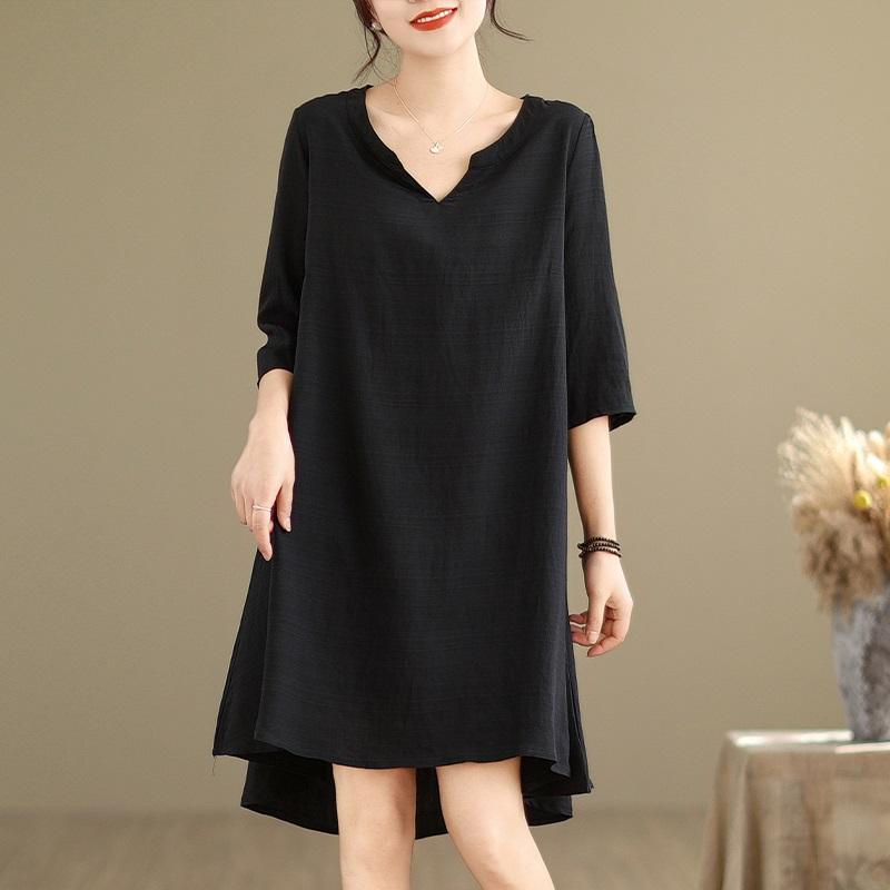 Short Sleeve Plus Size Cotton Vintage New In Dresses for Women Casual Loose Mini Summer Dress