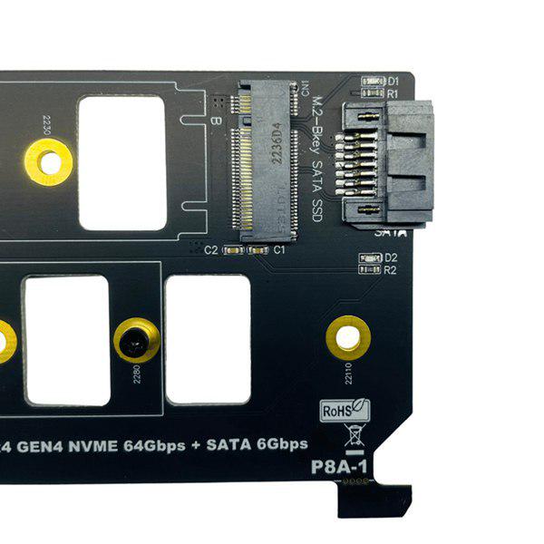 PCIE 4.0 To Dual M.2 NVMe SSD Adapter Card, Black