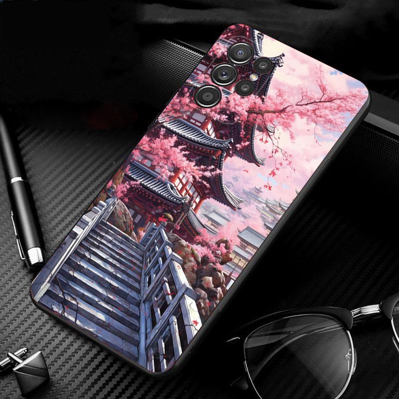 Japan Sceneary Cherry Flower Mountain Phone Case For Samsung S24 S23 S22 S21 S20 Ultra S20 S22 S21 S10E S20 FE S24 Plus Shell