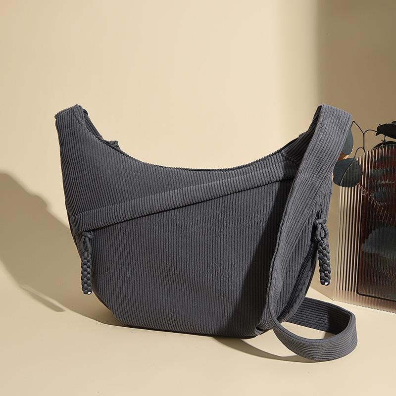 Corduroy cloth bag women's large-capacity dumpling bag new versatile college student class shoulder messenger bag