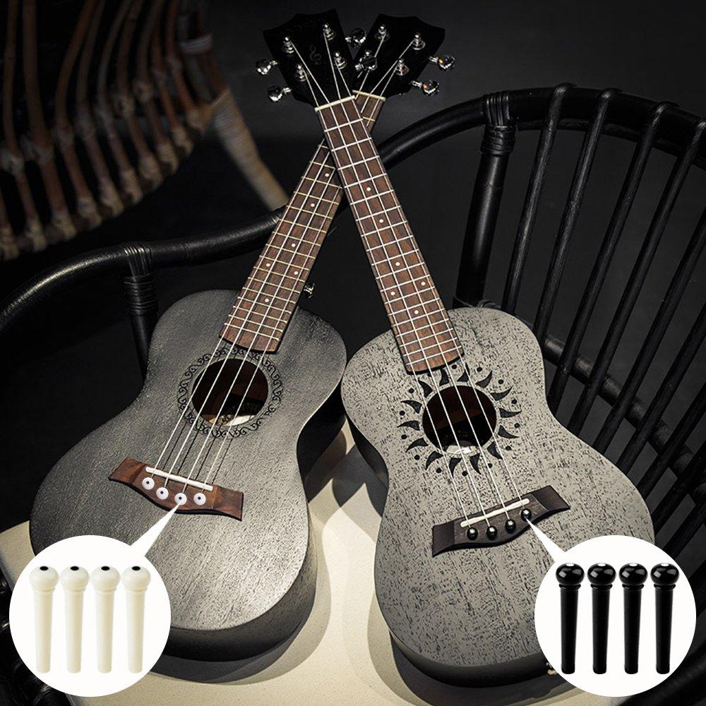 24 kolíčků pro kytarový kobylkový držák se 2 kolíčky pro kobylkový držák a plastové kolíčky pro akustickou kobylku FineGood, 6 strun, náhradní kobylka pro kytaru z pravé kosti, folk, černá