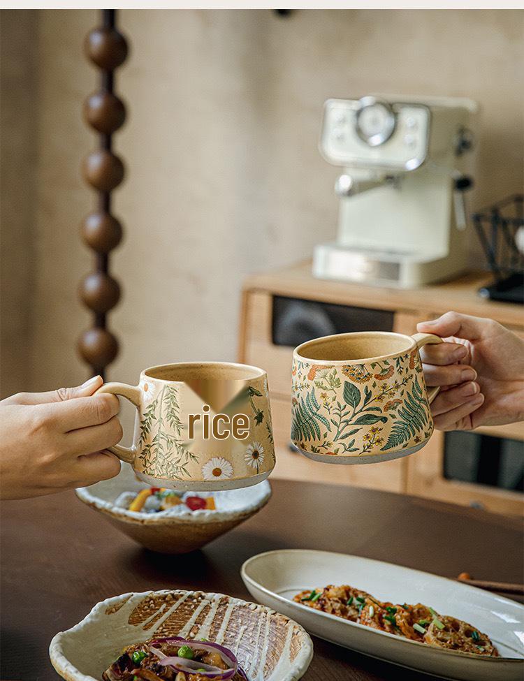 Limited Edition Vintage-Style Ceramic Coffee Mug - Handmade with Floral Design