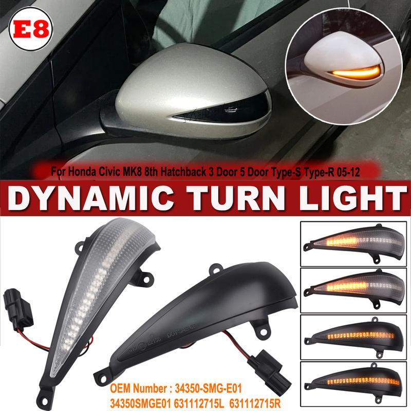 Dynamic Blinker Led Side Wing Mirrors Turn Signal Light for Honda Civic 8th MK8 Type-S Type-R FN 1 2 3 FK 1 2 3 Indicator Lamp
