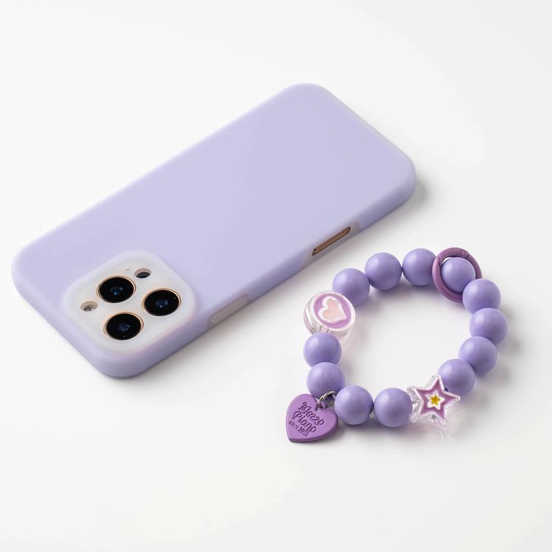 Trendy Girl Keychain Mobile Phone Straps with Crystal Bead Bracelet Flower Lanyard Phone Charms Wrist Straps Keychain Acrylic фиолетовый