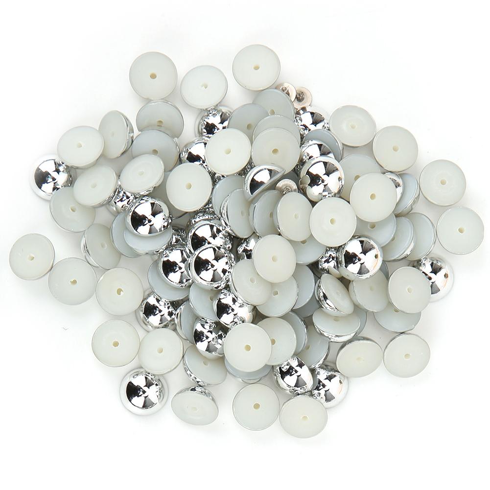 100pcs Semi Circular Pearl Beads Rivets Kit for Clothes Bags DIY Decoration Accessories(Purple )