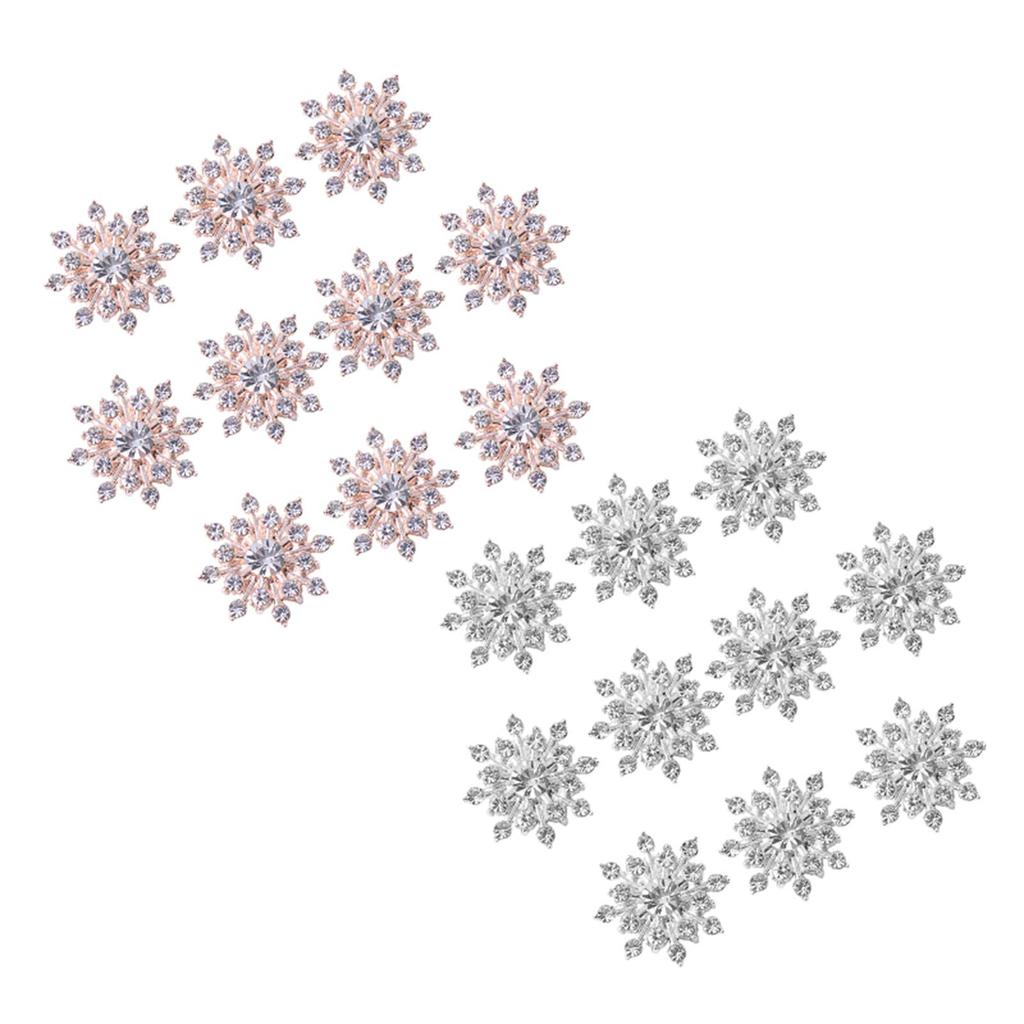 10Pcs Crystal Flower Button DIY Accessories Scrapbook Rhinestone Flatback Embellishment Hair Clip Bouquet Card Making