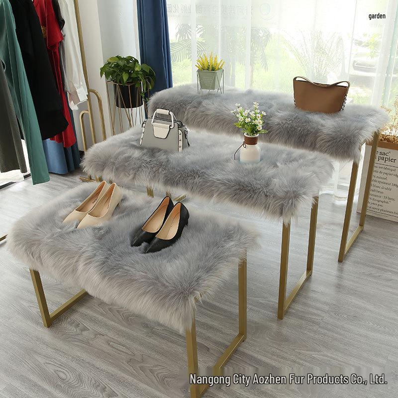 In-Stock White Faux Wool Plush Carpet Display Pad - Decorative Blanket & Desktop Feature