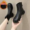 Martin boots women's autumn and winter new British short boots single boots thin boots bare boots cotton boots