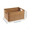 Rectangular Woven Basket Light Brown Container Reinforced rimed for Home Organization