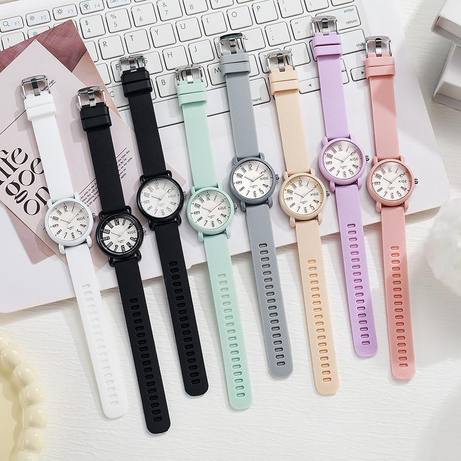 Candy Color Silicone Strap Waterproof Women'S Watch Student Watch Dopamine Color Matching Quartz Watch