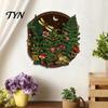 Rustic Bedroom Decor Boho Moon Mushroom Wall Hanging Decor, Vintage Forest Multi-Layer Wooden Plaque, Floral Nature Inspired Art Butterfly Themed
