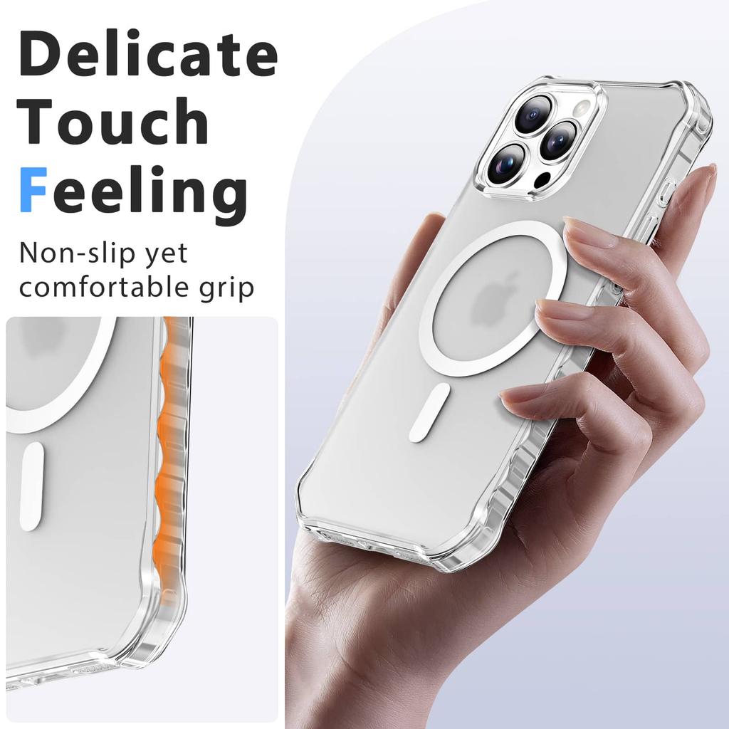 Magnetic for iPhone 16/15/14/13/12 Pro Max Case Slim Translucent Matte Shockproof [Compatible with Magnetic][Anti-Yellowing]