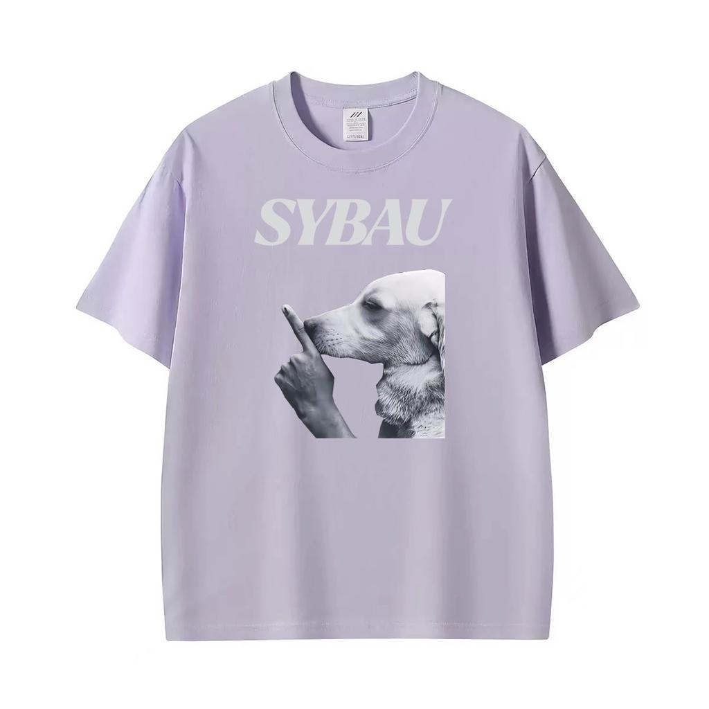 Funny Sybau Dog Shush Meme Graphic T Shirt Unisex Unisex Summer Harajuku Fashion Tshirts Oversized Loose Casual 100 Cotton Tshirt